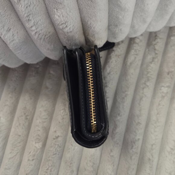 Coach Medium Corner Zip Wallet in Signature Debossed Patent Leather Charcoal - Picture 5 of 8